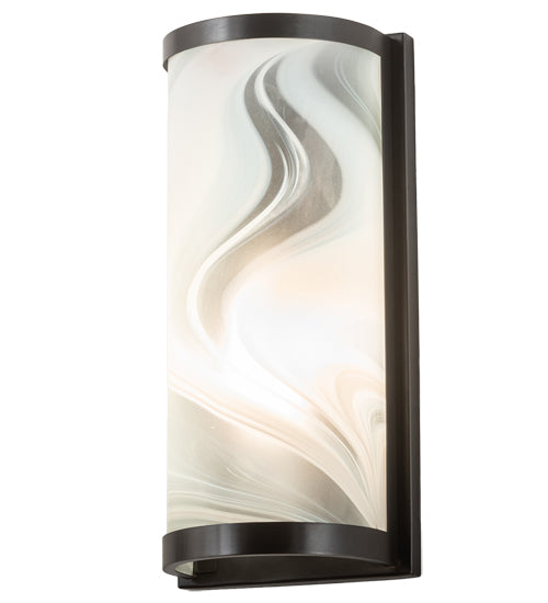 5.75" Wide Cylinder Blanco Swirl Fused Glass Wall Sconce