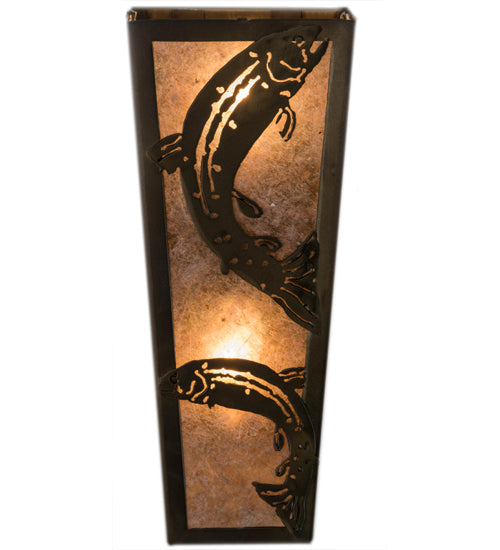 5"W Leaping Trout Wall Sconce