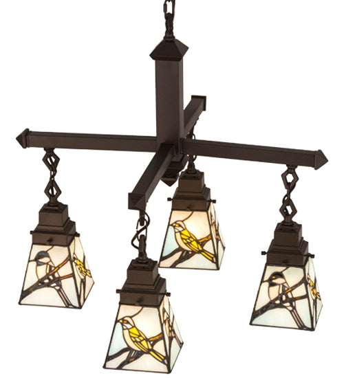 24"W Backyard Friends 4 Lt Chandelier