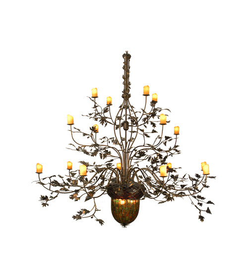 100" Wide Greenbriar Oak 16 Arm Chandelier