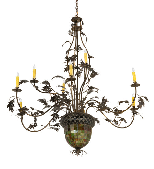 63" Wide Greenbriar Oak 9 Light Chandelier