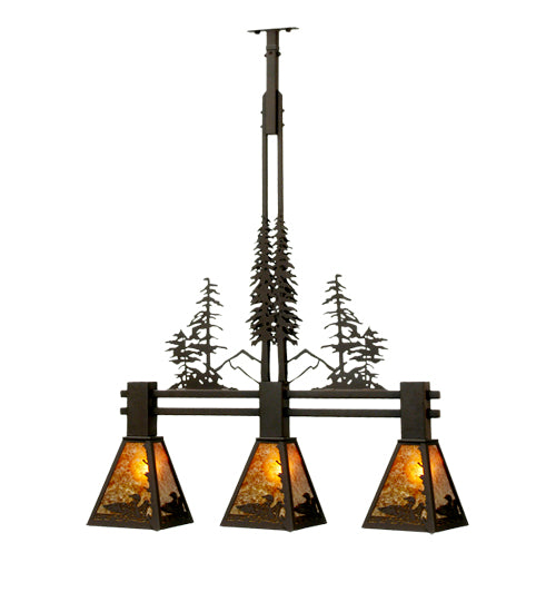 30"L Loon Tall Pines 3 Lt Island Pendant