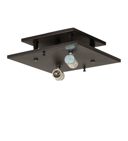 12" Square Hyde Park Double Bar Mission Flushmount