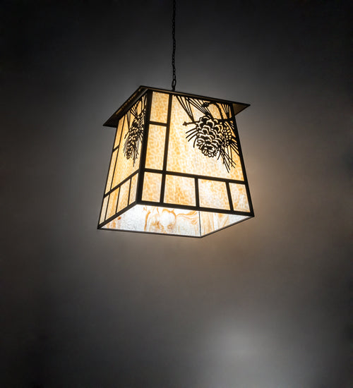 30" Square Stillwater Winter Pine Lantern Pendant