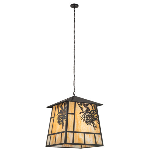 30" Square Stillwater Winter Pine Lantern Pendant