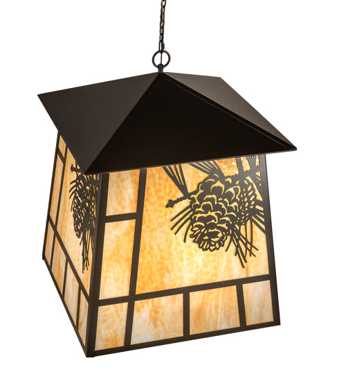 30" Square Stillwater Winter Pine Lantern Pendant