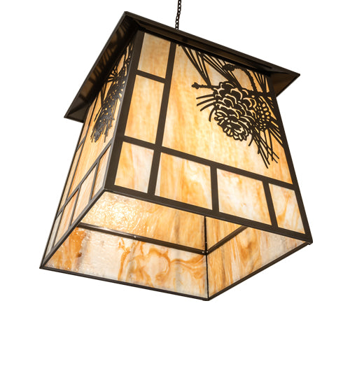 30" Square Stillwater Winter Pine Lantern Pendant