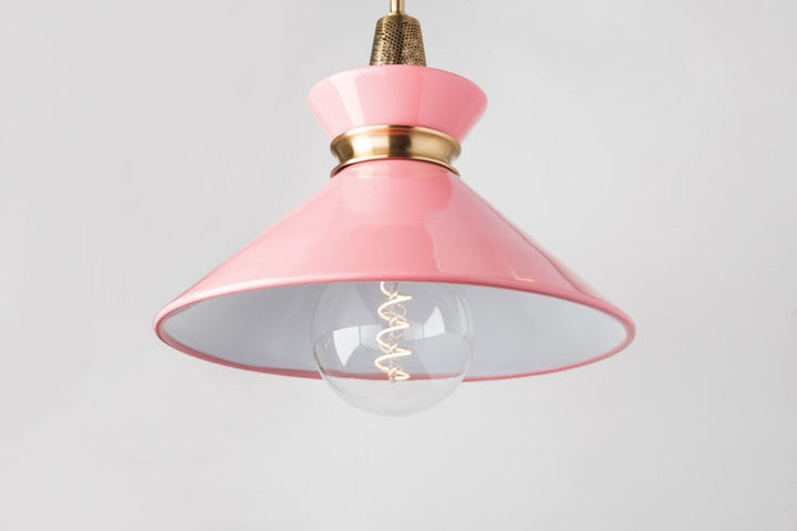 Kiki Pendant 15" - Aged Brass/Pink