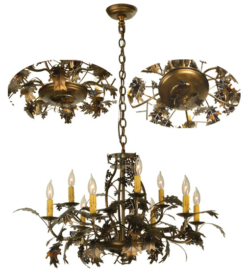 31"W Oak Leaf 9 Lt Chandelier