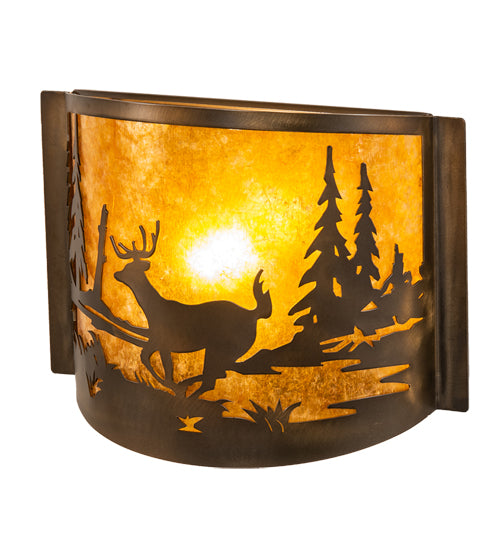 12" Wide Deer At Lake Wall Sconce