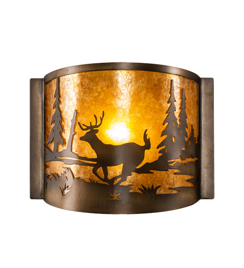 12" Wide Deer At Lake Wall Sconce