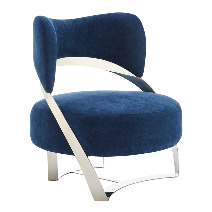 Aura Modern Accent Chair // Blue and Chrome