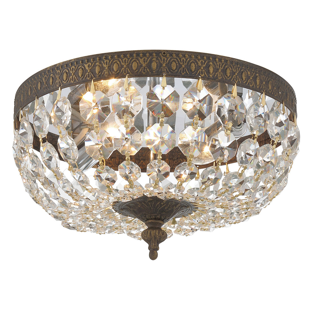 Crystorama 2 Light Hand Cut Crystal English Bronze Flush Mount