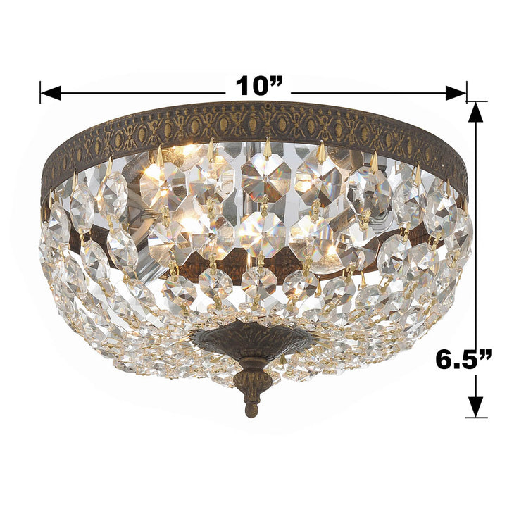 Crystorama Crystorama 2 Light Hand Cut Crystal English Bronze Flush Mount