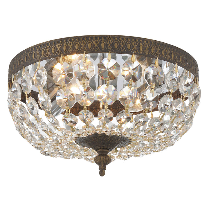 Crystorama 2 Light Hand Cut Crystal English Bronze Flush Mount