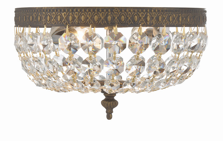 Crystorama Crystorama 2 Light Hand Cut Crystal English Bronze Flush Mount