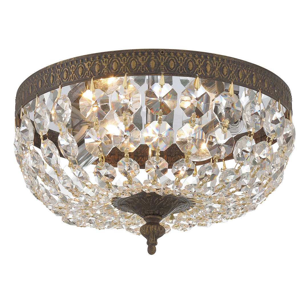 Crystorama 2 Light Hand Cut Crystal English Bronze Flush Mount