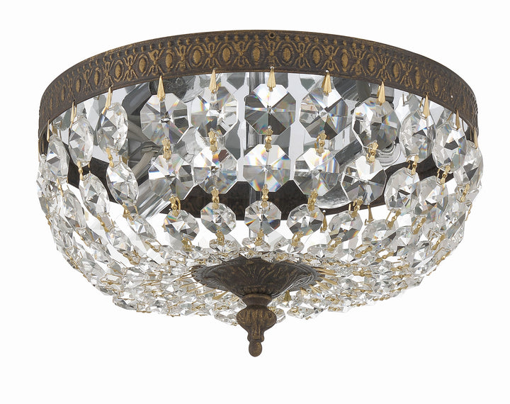 Crystorama Crystorama 2 Light Hand Cut Crystal English Bronze Flush Mount