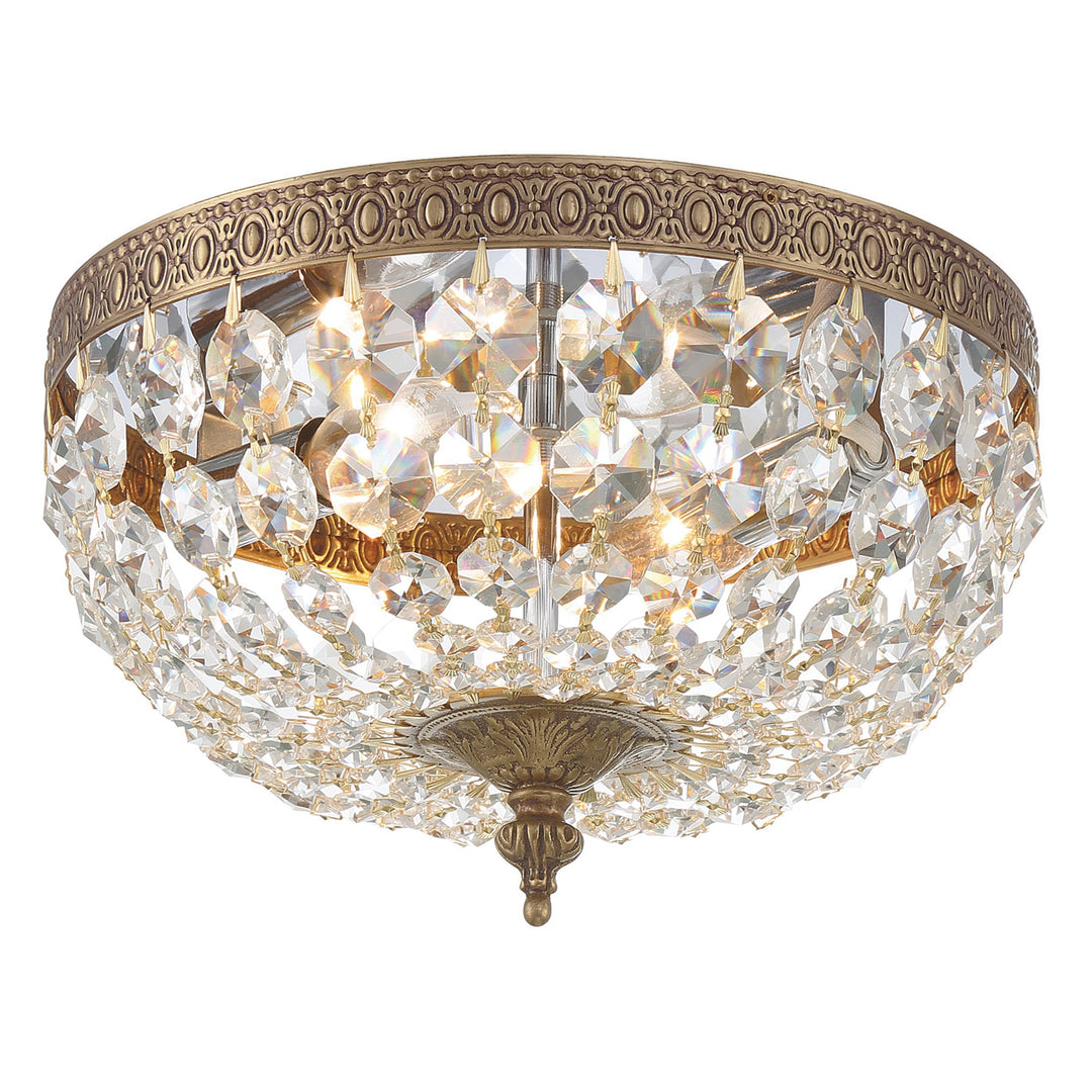 Crystorama 2 Light Hand Cut Crystal English Bronze Flush Mount