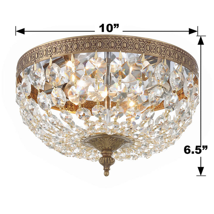 Crystorama Crystorama 2 Light Hand Cut Crystal English Bronze Flush Mount