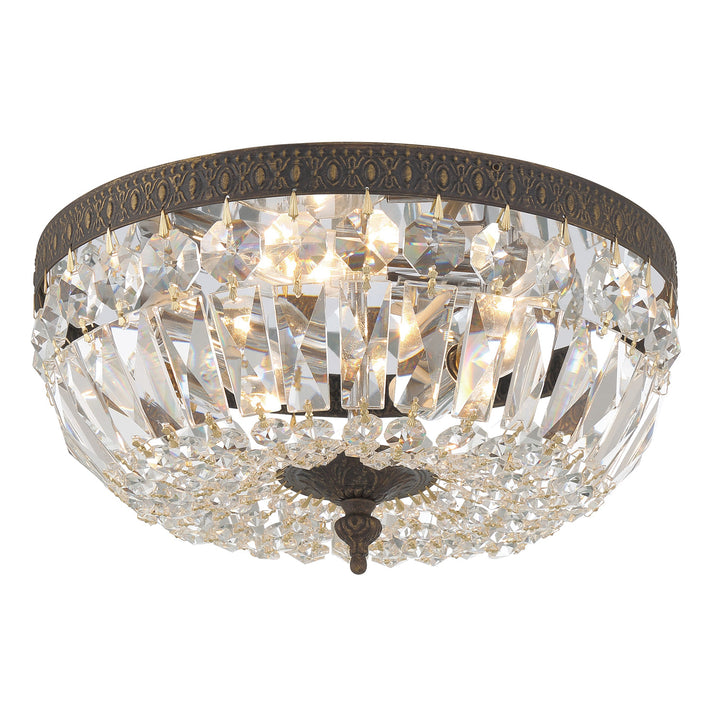 Crystorama 3 Light Spectra Crystal English Bronze Flush Mount