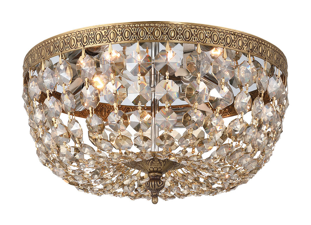 Crystorama 3 Light Spectra Crystal English Bronze Flush Mount