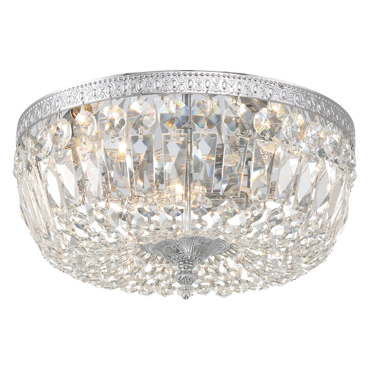 Crystorama 3 Light English Bronze Hand Cut Crystal Flush Mount