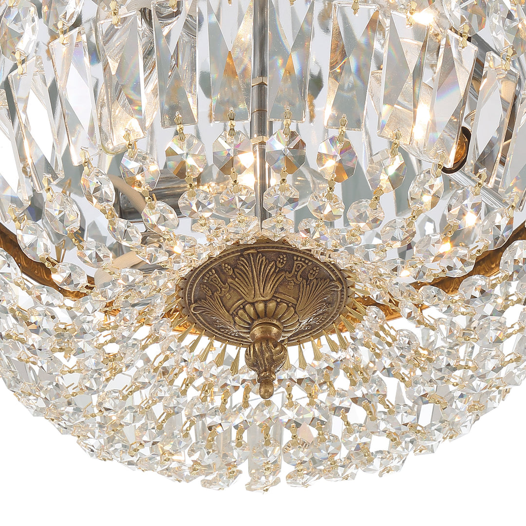 Crystorama Crystorama 3 Light English Bronze Hand Cut Crystal Flush Mount