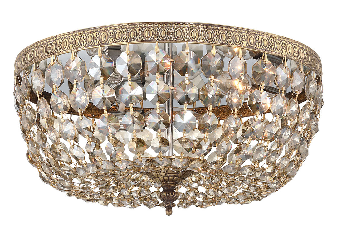 Crystorama Crystorama 3 Light English Bronze Hand Cut Crystal Flush Mount