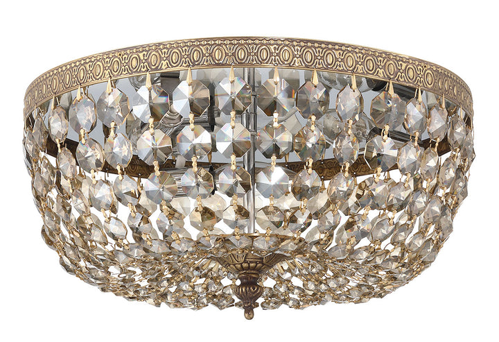 Crystorama Crystorama 3 Light English Bronze Hand Cut Crystal Flush Mount