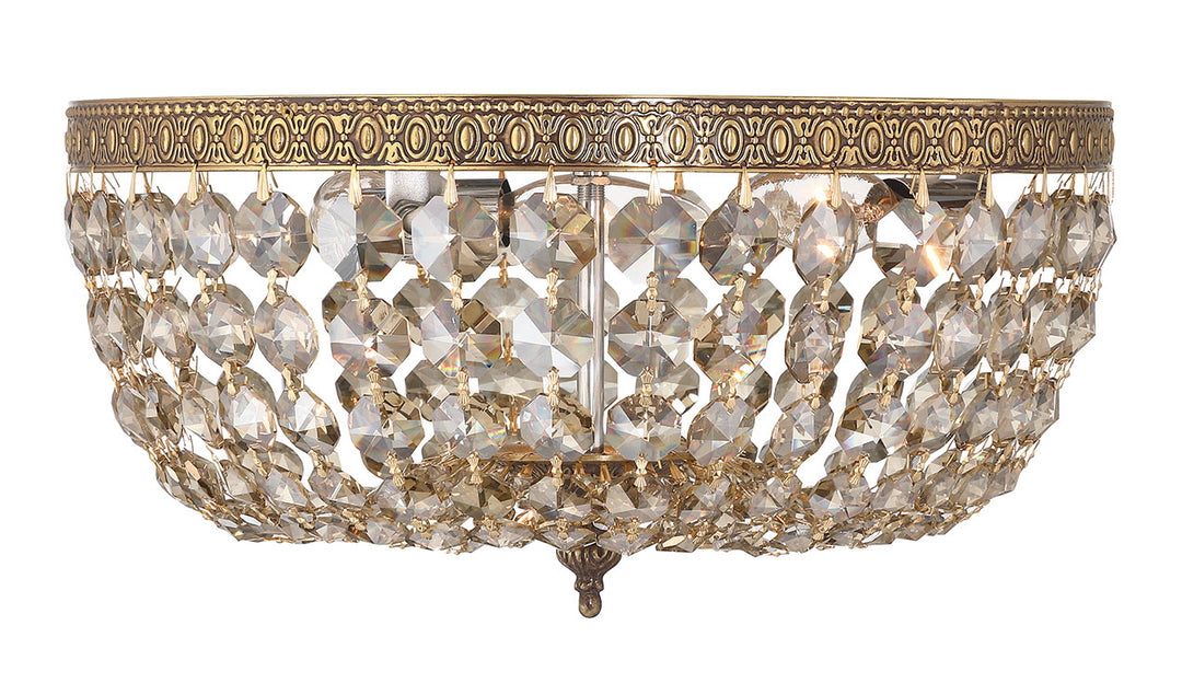 Crystorama Crystorama 3 Light English Bronze Hand Cut Crystal Flush Mount