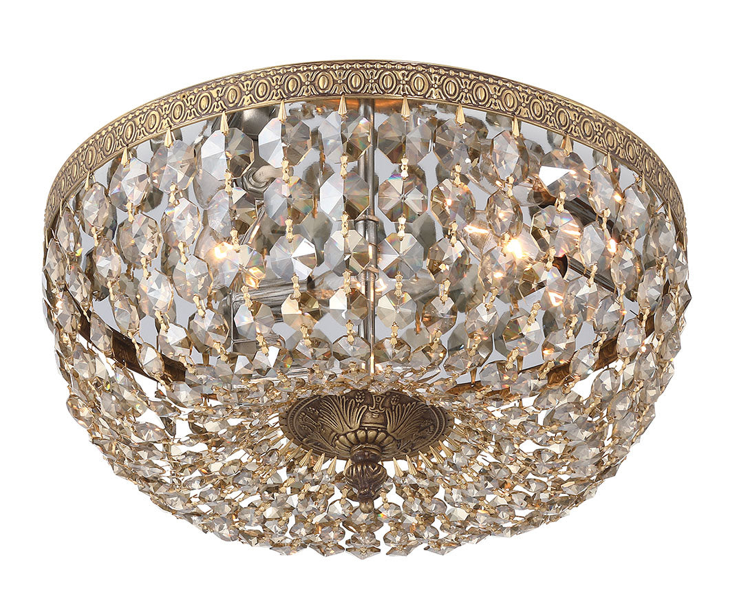 Crystorama Crystorama 3 Light English Bronze Hand Cut Crystal Flush Mount