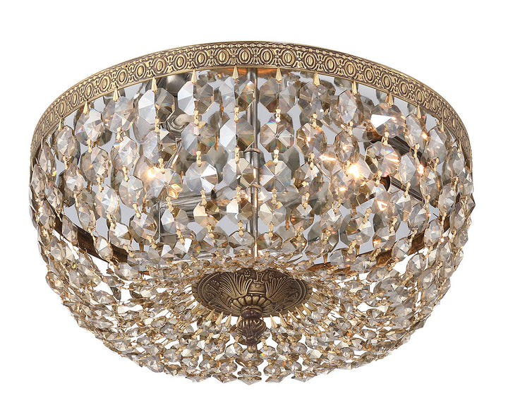 Crystorama Crystorama 3 Light English Bronze Hand Cut Crystal Flush Mount