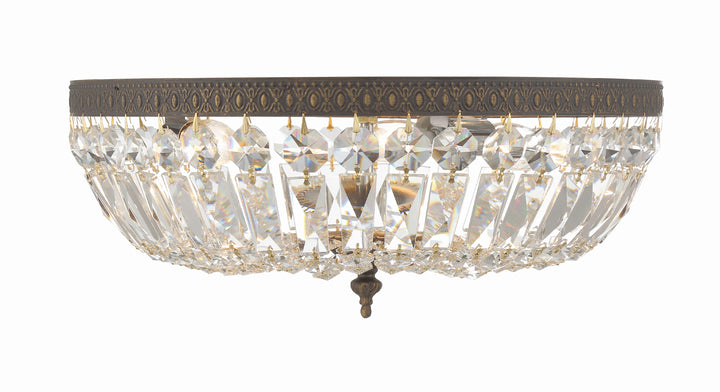 Crystorama Crystorama 3 Light Clear Hand Cut English Bronze Flush Mount