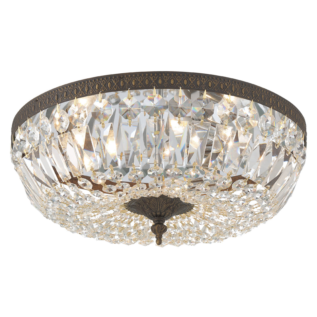 Crystorama Crystorama 3 Light Clear Hand Cut English Bronze Flush Mount