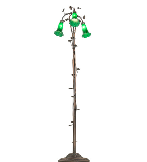 58" High Green Tiffany Pond Lily 3 Light Floor Lamp