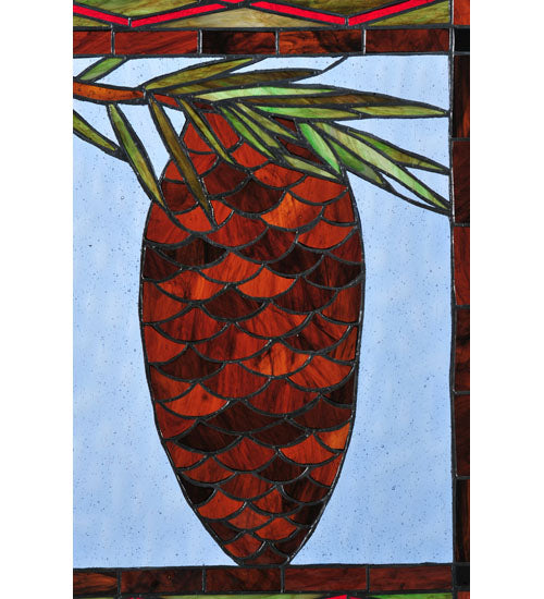 16" Wide X 18" High Pinecone Stained Glass Window