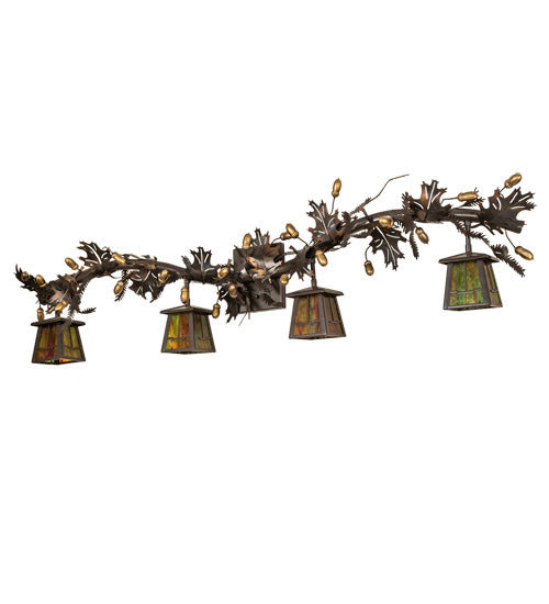 52" Wide Oak Leaf Valley View 4 Light Vanity Light