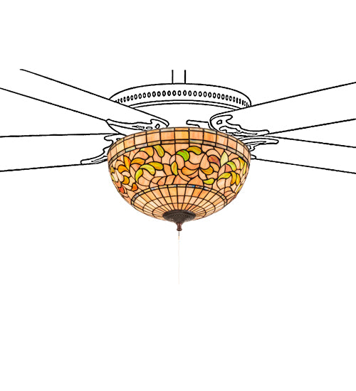 16" Wide Tiffany Turning Leaf Fan Light Fixture