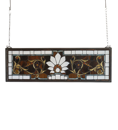 28"W X 9"H Beveled Ellsinore Transom Stained Glass Window