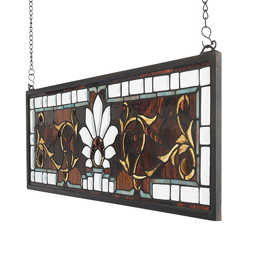 28"W X 9"H Beveled Ellsinore Transom Stained Glass Window