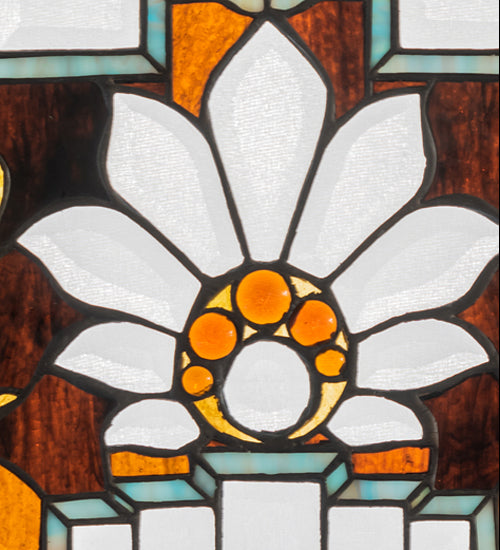 28"W X 9"H Beveled Ellsinore Transom Stained Glass Window