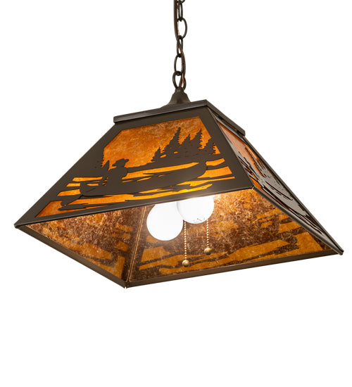 16" Square Canoe At Lake Pendant