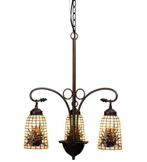 20.5"W Pine Barons 3 Lt Chandelier