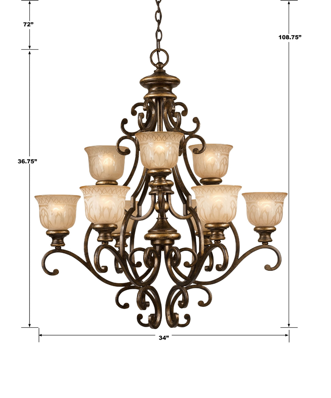 Crystorama Norwalk 9 Light Bronze Umber Chandelier