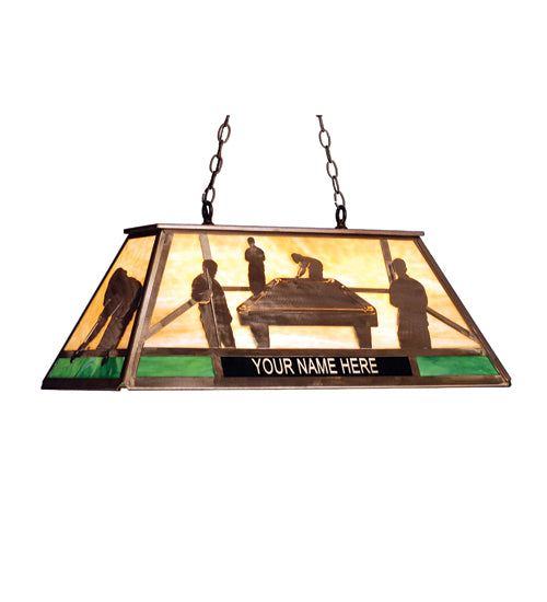 33" Long Personalized Pool Hall Oblong Pendant