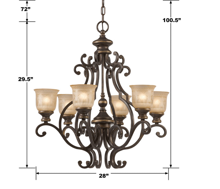 Crystorama Norwalk 6 Light Bronze Umber Chandelier