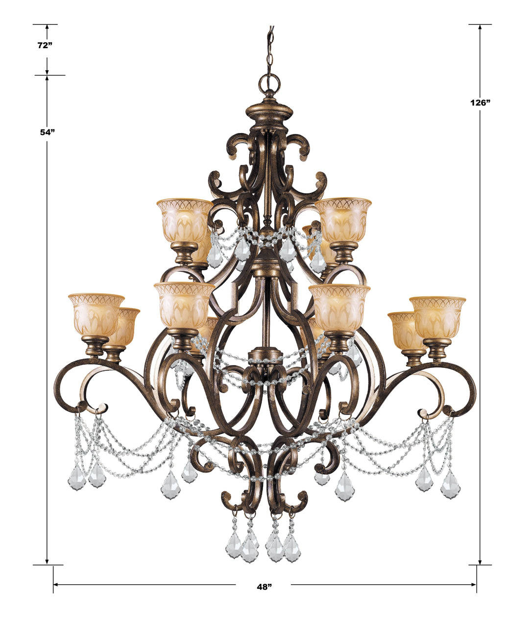 Crystorama Norwalk 12 Light Hand Cut Crystal Bronze Umber Chandelier