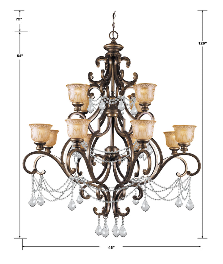 Crystorama Norwalk 12 Light Hand Cut Crystal Bronze Umber Chandelier