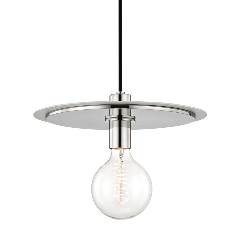 Milo Pendant 10" - Polished Nickel/White